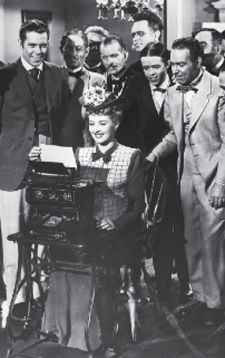 Betty Grable typing on a Sholes & Glidden in The Shocking Miss Pilgrim